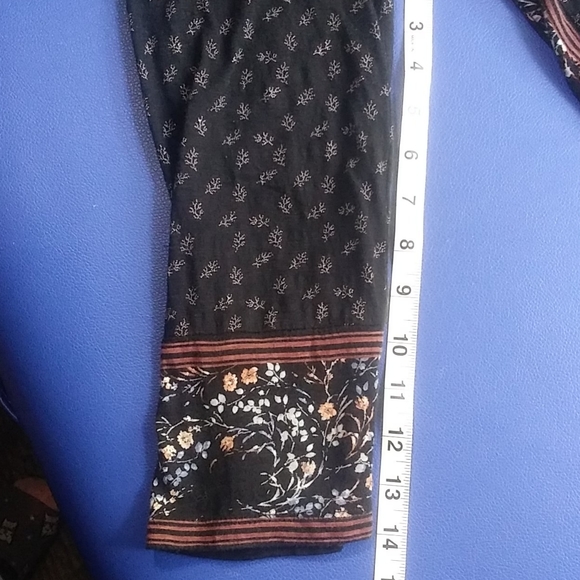 Lucky Brand, boho, black printed, 3/4 sleeve, top - Picture 11 of 12